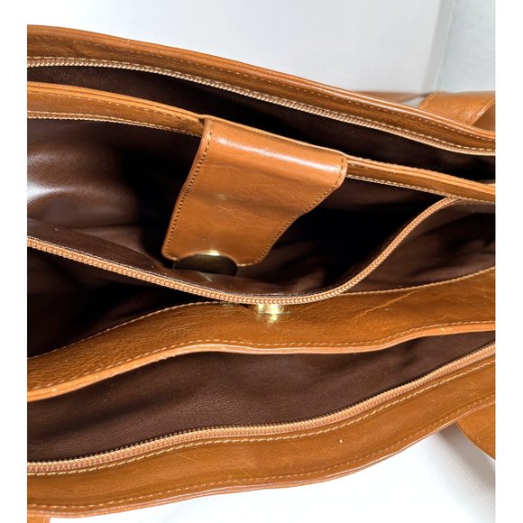 Dillards Vintage  Briefcase Brown Italian Leather Multi Compartment - Distressed - Picture 3 of 12